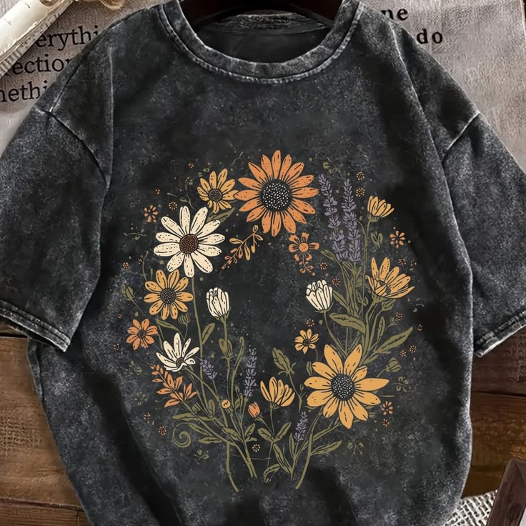 Acid Wash Drop Shoulder Ladies T-Shirt