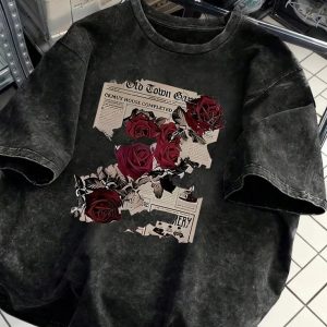 Acid Wash Drop Shoulder Ladies T-Shirt