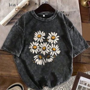 Acid Wash Drop Shoulder Ladies T-Shirt