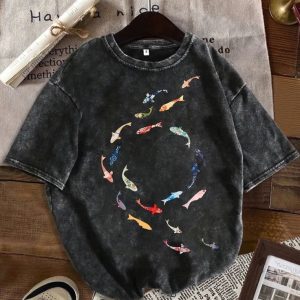 Acid Wash Drop Shoulder Ladies T-Shirt