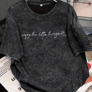 Acid Wash Drop Shoulder Ladies T-Shirt