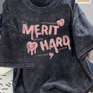 Acid Wash Drop Shoulder Ladies T-Shirt